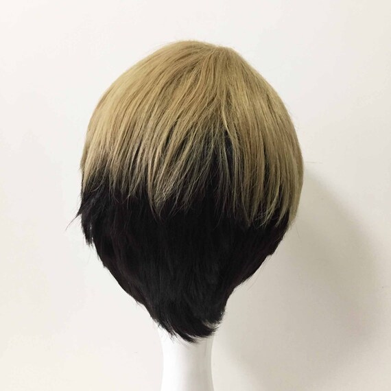 Ombre Men Fade Double Color Brown Black Layered Short Hair Etsy
