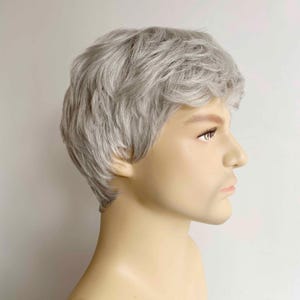 Men Gray Silver Wig With Bangs Short Straight Wig Cosplay Costume Party Wig Husband Gift For Father