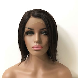 Yaki Human Hair Wigs Black Lace Front Wig African Style Real Hair Wig For Black Women Short Bob Wig Straight Natural Looking 10 inches
