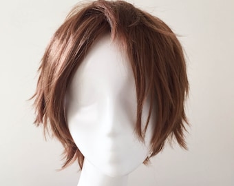 Men Short Straight Brown Cosplay Anime Costume Hair Party Wig Etsy