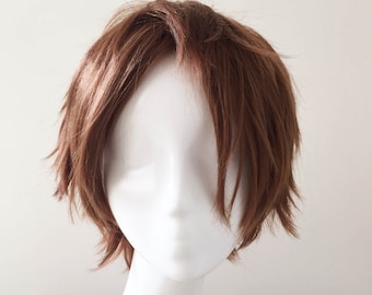 Men Short Straight Brown Cosplay Anime Costume Hair Party Wig