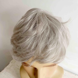 Men Gray Silver Wig With Bangs Short Straight Wig Cosplay Costume Party Wig Husband Gift For Father