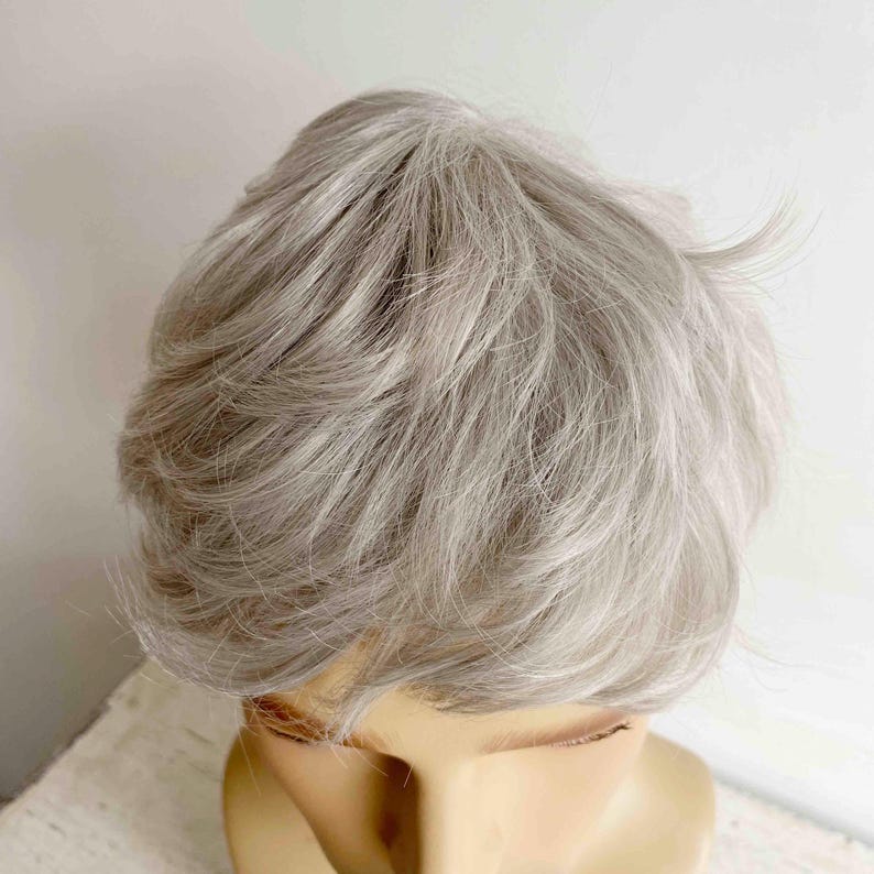 Men Gray Silver Wig With Bangs Short Straight Wig Cosplay Costume Party Wig Husband Gift For Father