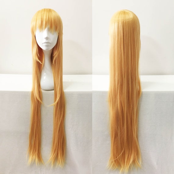 Women Light Orange Bob Bangs Short Layers Exta Long Straight Etsy