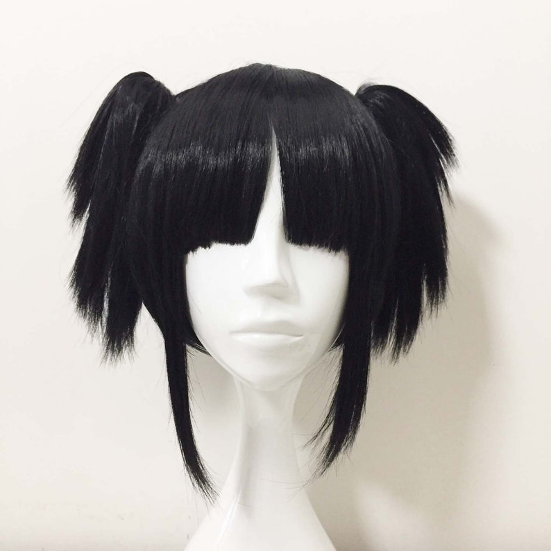 Black Bob Ponytails Sideburns Cute Kawaii Short Straight Hair Etsy