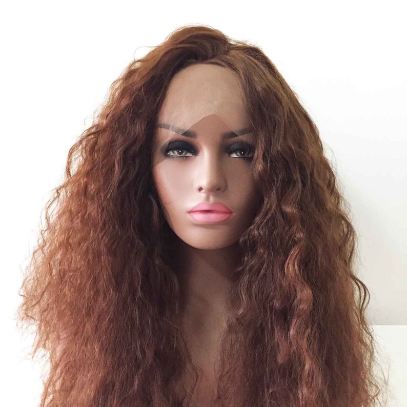Women Lace Front Brown Kinky Top Knot Bun Middle Side Part Etsy
