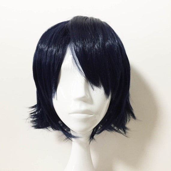 Dark Navy Flick Out Short Hair Long Bangs Cosplay Anime Wig Etsy
