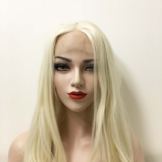 Lace Front Light Blonde Middle Part Long Straight Hair Etsy