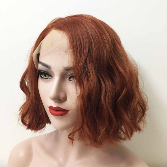 Short auburn top lace front wig