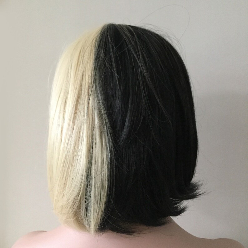 Women Bob Half Black Half Blonde Two Tone Straight Short Hair Costume Wig Free Cap Costume Accessories Costume Hats Headpieces Kopsch Orthopdie 7nb De