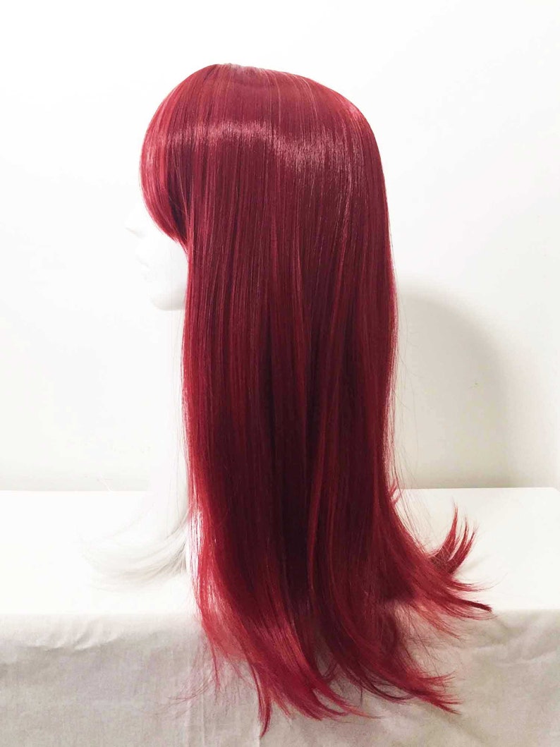 Unisex Half Red Half White Two Tone Long Straight Hair Cosplay - Etsy