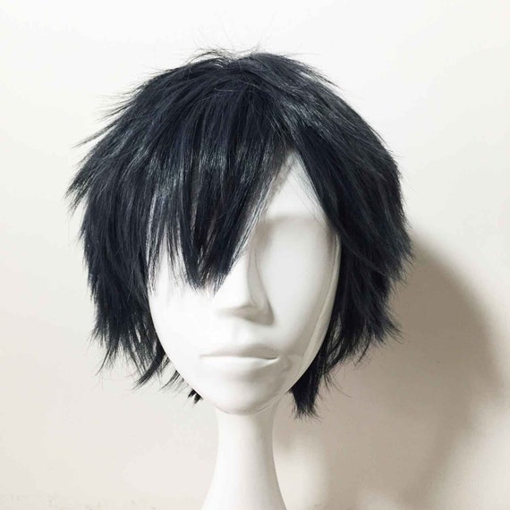 Men Dark Gray Flick Out Short Hair Fringe Bangs Boy Cosplay Wig
