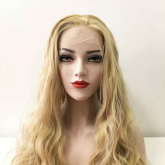 Women Lace Front Blonde Side Part Thick Volume Long Curly Hair Etsy