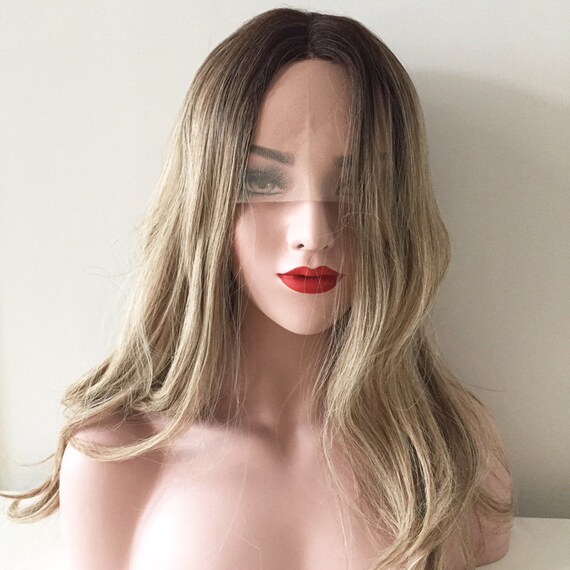 Women Ombre Dark Brown Top Blonde Beige Fading Colour Wavy Etsy