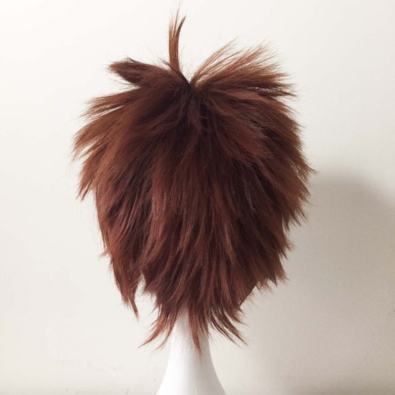 Men Brown Long Bangs Bouncy Fringe Short Hair Cosplay Anime Etsy