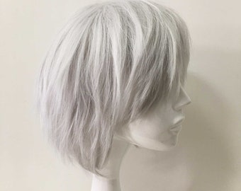 Parrucca Corta Bianca Per Halloween E Costumi - Fibra Sintetica Termoresistente Con Cuffia Inclusa - Foto 10