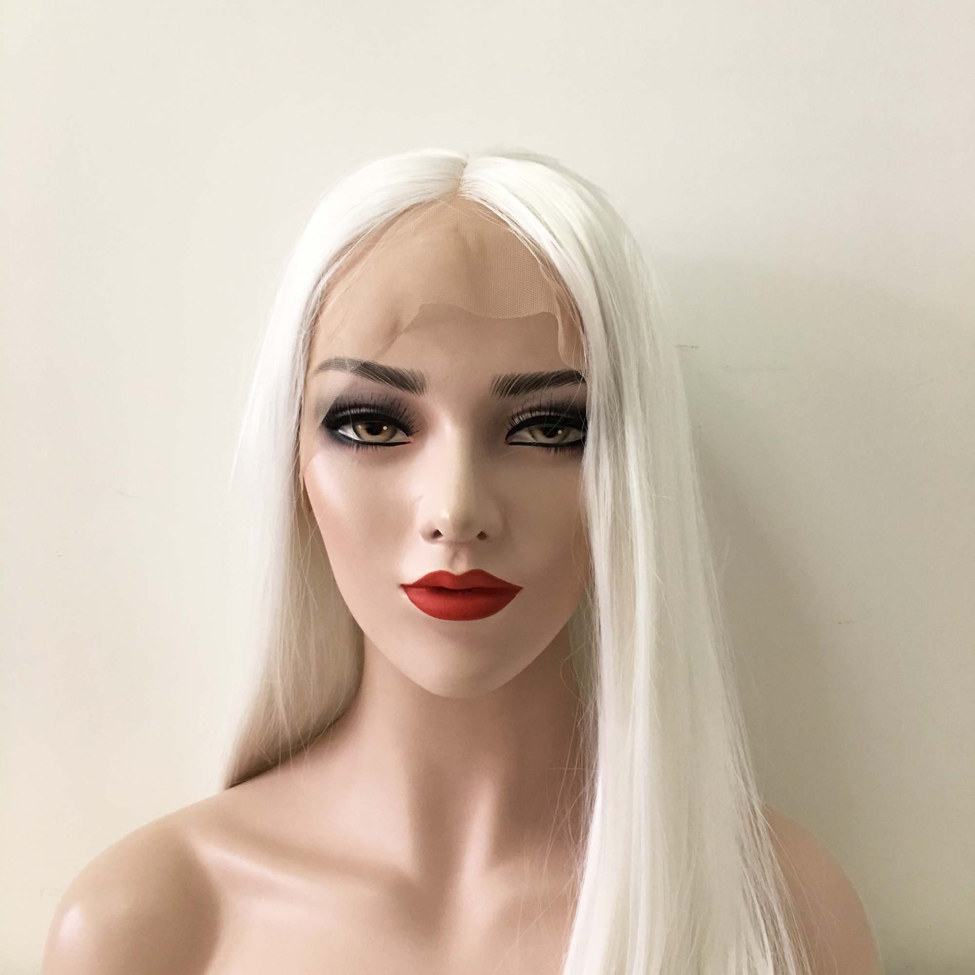 - ?24” MILK WHITE LACEFRONT STRAIGHT WIG ? *NWT* Amazon.com : Lushy Straight Super Long White Wig Half Hand  main image 3
