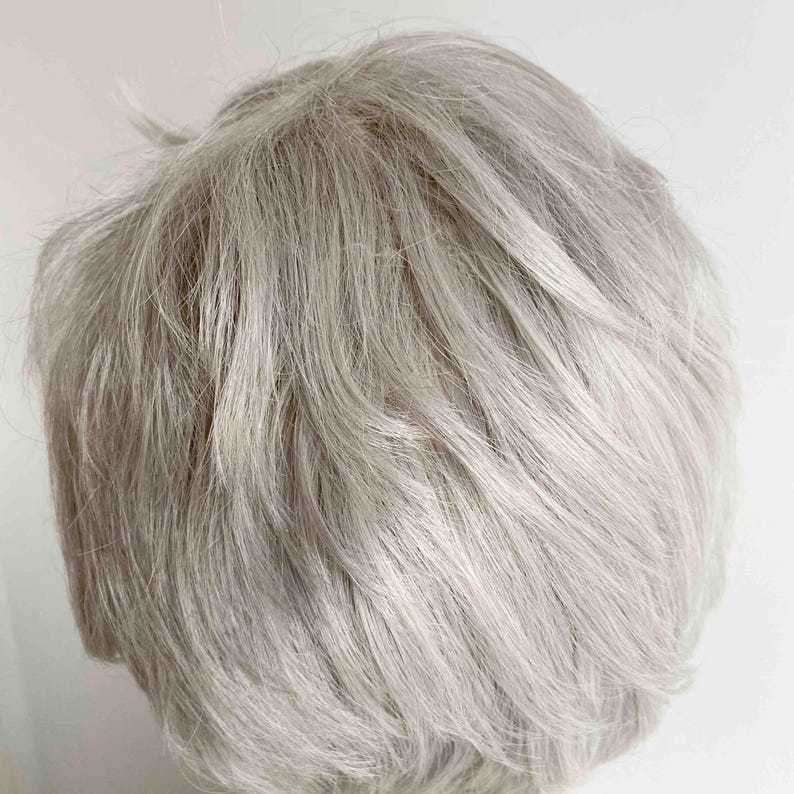Men Gray Silver Wig With Bangs Short Straight Wig Cosplay Costume Party Wig Husband Gift For Father