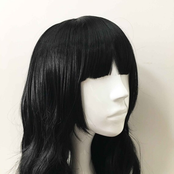 Women Black Bob Bangs Long Curls Wavy Swavy Hair Cosplay Anime Etsy