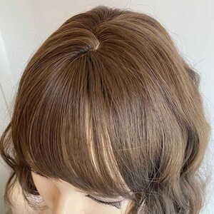 Dark Brown Curly Wig Short Bob Wig With Bangs Brown Women Wavy Water Wave Female Wig Natural Looking Glueless Wig