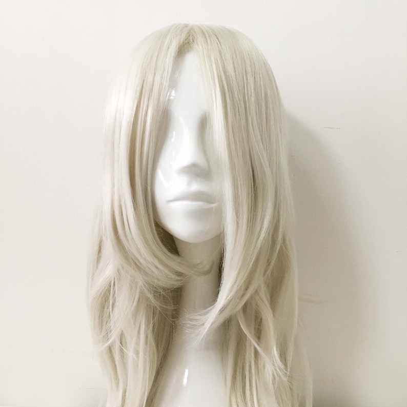 Gothic Men White Long Bangs Straight Hair Hair Cosplay Wig Etsy