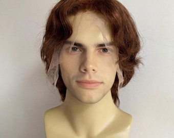Men's Dark Brown Human Hair Wig | 70s Retro Rockstar Short Wavy Lace Front
