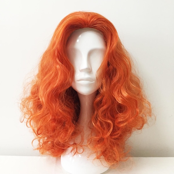 Women Orange Brown Long Curly Spirally Loops Fluffy Thick Hair Costume Cosplay Wig