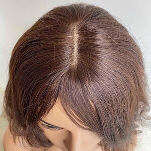 Dark Brown Human Hair Wig For Women Short Bob Curly Wig With Bangs Straight Real Hair Long Bangs Ladies Wig Natural Chemo Wig