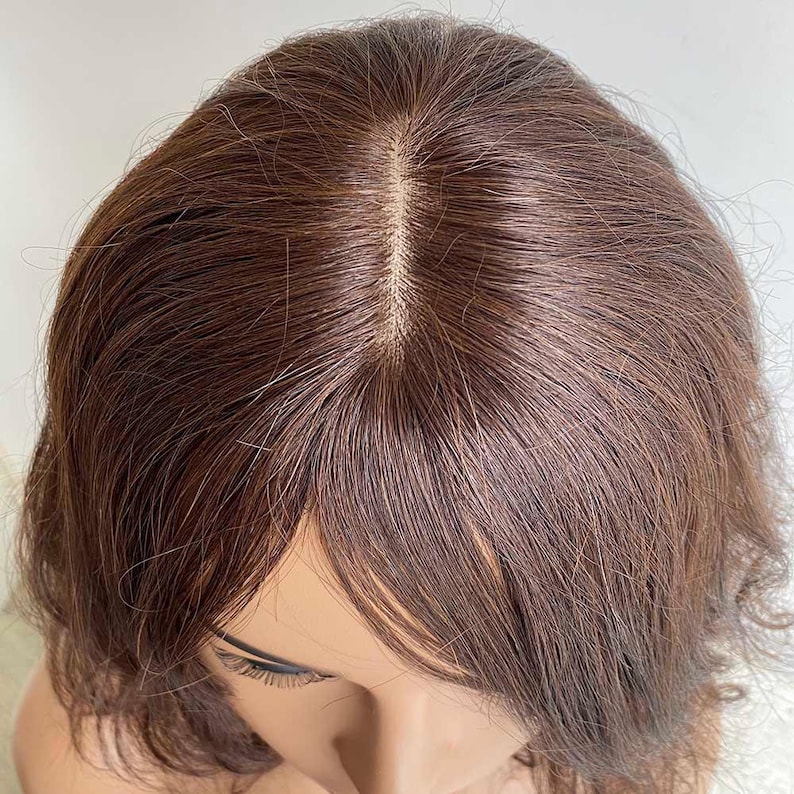 Dark Brown Human Hair Wig For Women Short Bob Curly Wig With Bangs Straight Real Hair Long Bangs Ladies Wig Natural Chemo Wig