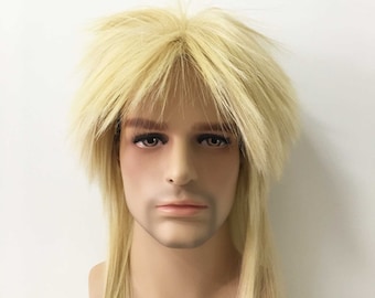Perruque punk rock rockstar mulet homme frange frange blonde cheveux longs perruques homme