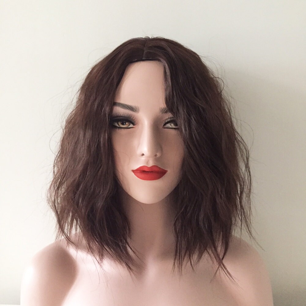 Women Brown Black Kinky Crimpy Fluffy Middle Part Hair Cosplay Etsy