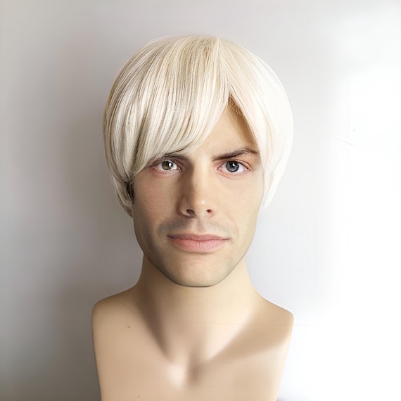 Platinum Blonde Wig for Men Short Straight Side swept Bangs Wig Natural Looking Halloween Wig for Anime Cosplay Costume Movie Theme Party Etsy Canada