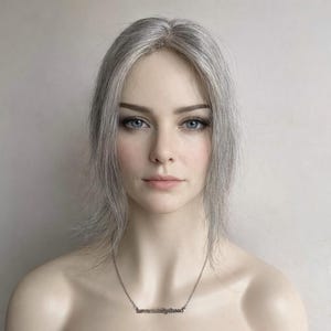 Women Silver Gray Salt And Pepper Human Hair Topper For Thinning Hair Straight Clip-In