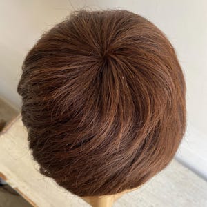 Men Dark Brown Wig Real Human Hair Wig With Flat Bangs Wig Natural Looking Short Straight Hair Male Alopecia Wig Cosplay Costume Wig