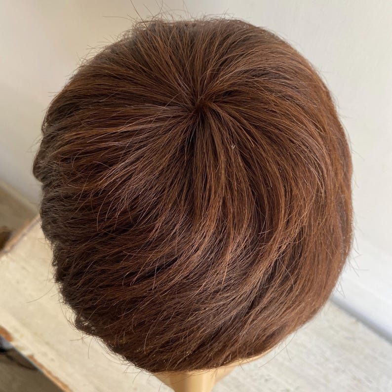 Men Dark Brown Wig Real Human Hair Wig With Flat Bangs Wig Natural Looking Short Straight Hair Male Alopecia Wig Cosplay Costume Wig