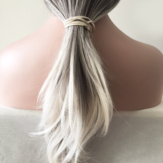 Ombre Fading Color Gray Brown White Long Straight Middle Etsy