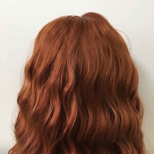Women auburn dark red lace front curly wig