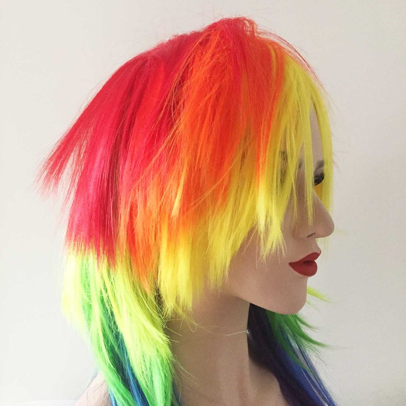 Women Rainbow Colors Fringe Short Layers Long Straight Hair - Etsy