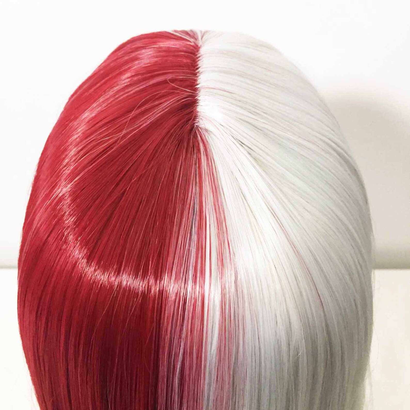Unisex Half Red Half White Two Tone Long Straight Hair Cosplay Etsy