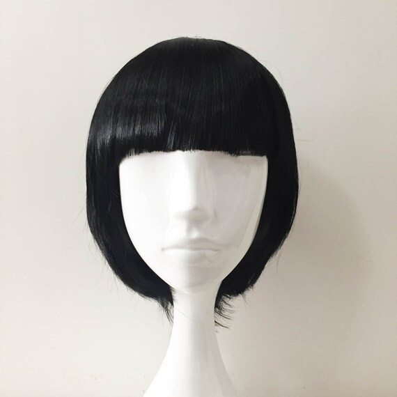 Unisex Black Bob Blunt Bangs Sleek Multi Use Short Hair Boy Etsy