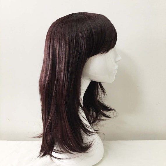 14/'/' Crimped Shoulder Length w// Short Bangs Auburn Brown Cosplay Wig NEW