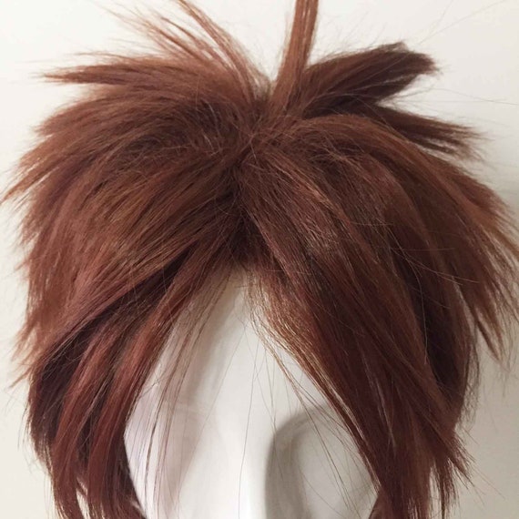 Men Brown Long Bangs Bouncy Fringe Short Hair Cosplay Anime Etsy