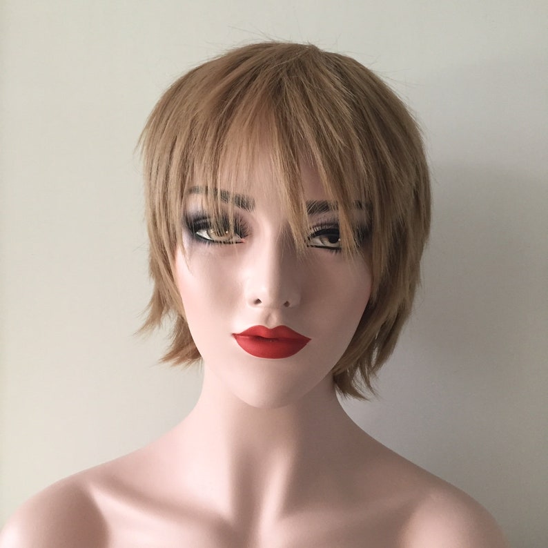 Women Short Cut Brown Blonde Straight Hair Long Bang Cosplay Etsy