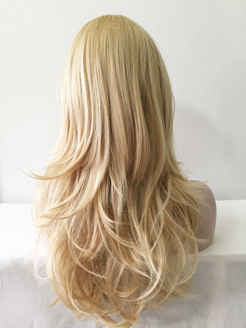 Women Light Blonde Bob Bangs Short Layers Shoulder Length Etsy
