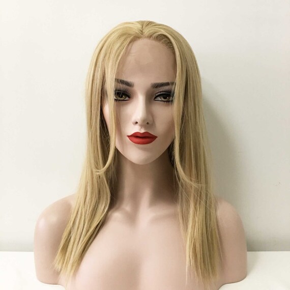 Women Lace Front Middle Part Blonde Short Layers Long Straight Etsy