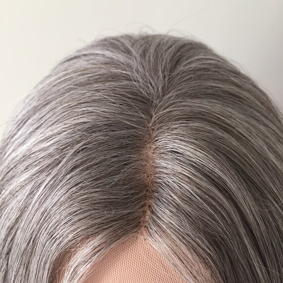 Ombre Fading Color Gray Brown White Long Straight Middle Etsy