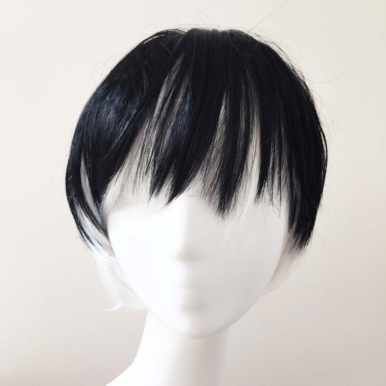 Boy Black White Short Straight Japanese Fringe Anime Cosplay Etsy