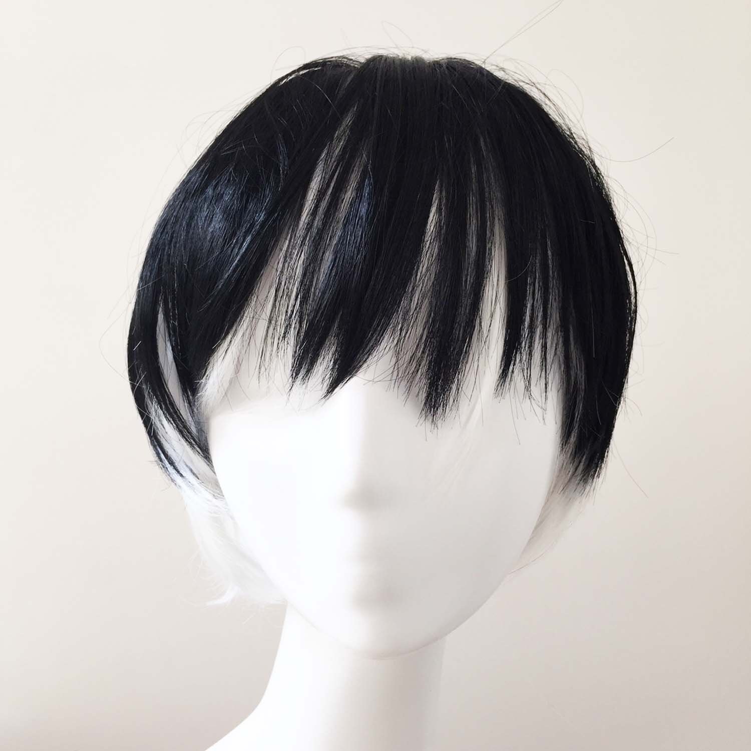 Boy Black White Mix Ombre Short Straight Japanese Fringe Anime Etsy