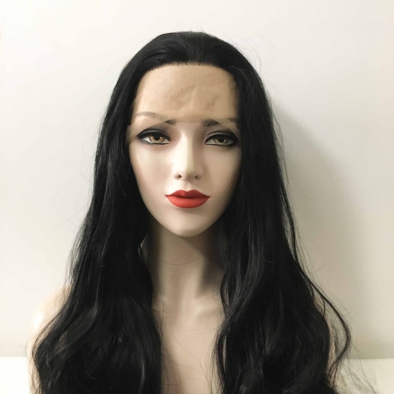 Black wig lace front 24 inch long 24 Inch Water Wave Transparent Lace Front Wigs Human Hair  main image 2
