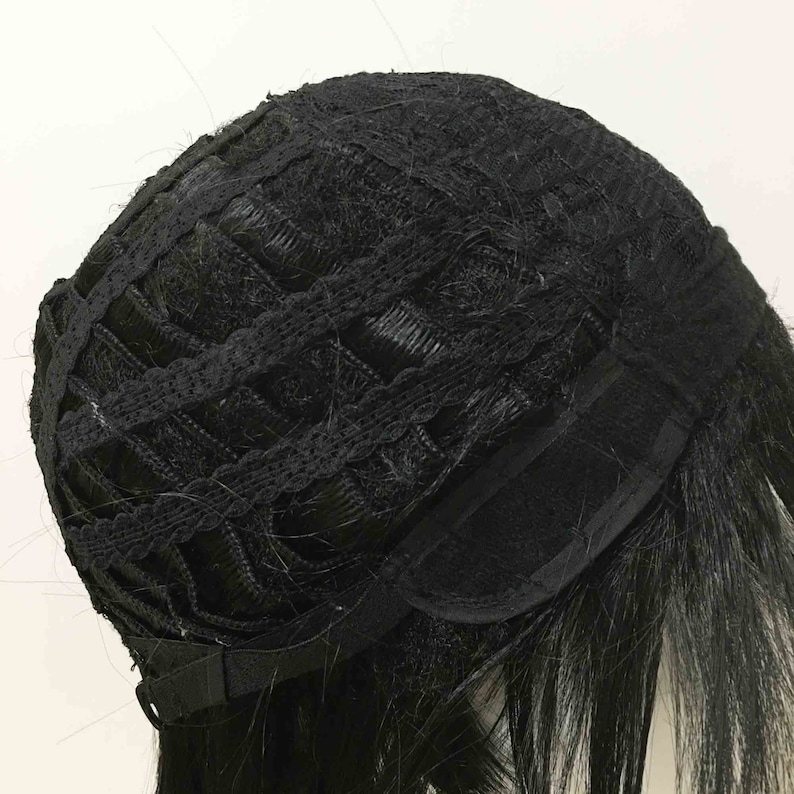 Unisex Black Mullet Layered Fringe Bangs Medium Length image 7